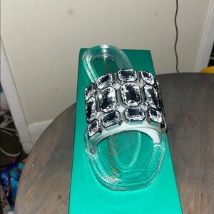 Brand new Lauren larraine Clear Slide Sandals with Gem Accents